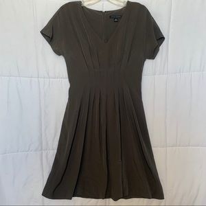 Banana Republic Drab Olive Pleated Dress